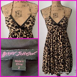 Betsey Johnson leopard jersey knit bubble dress